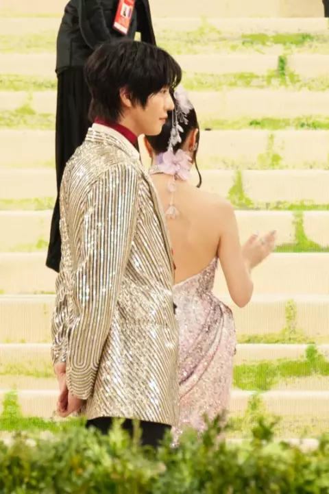 Ahn Hyo-seop at the 2026 Met Gala, wearing fashion in theme of "Costume Art"