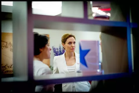 Angelina Jolie at the Excel Centre in East London, Picture by Andrew Parsons / i-Images/ Crown Copyright (2014)