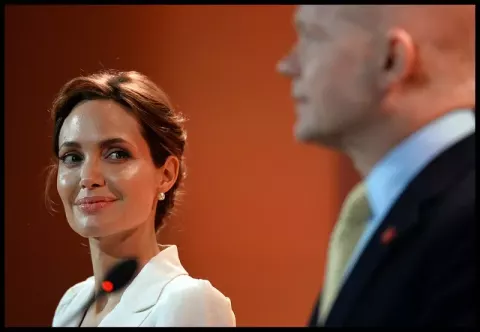 Angelina Jolie at the Excel Centre in East London, Picture by Andrew Parsons / i-Images/ Crown Copyright (2014)
