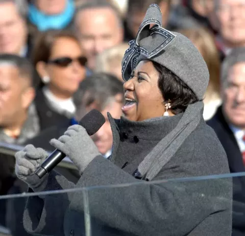 Aretha Franklin at the U.S. Capitol during the 56th presidential inauguration in Washington, D.C., Jan (2009)