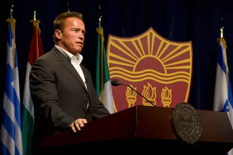 Arnold Schwarzenegger at the Ronald Tutor Ballroom on September 2012