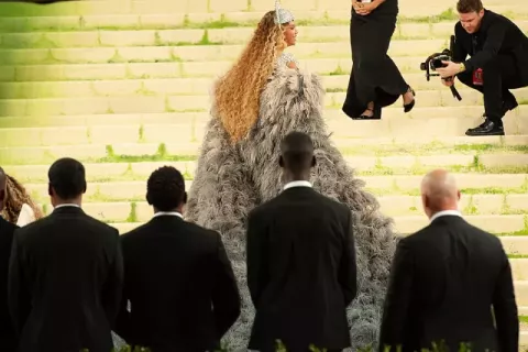 Beyoncé at the 2026 Met Gala, wearing fashion in theme of "Costume Art"