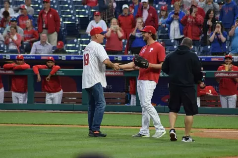 Bruce Willis at Citizens Bank Park in 2019