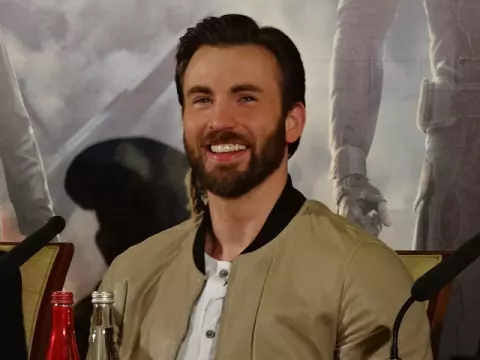 Chris Evans at a press conference for Captain America: The Winter Soldier in March 2014