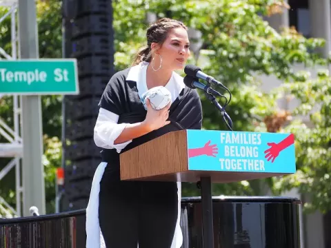 Chrissy Teigen at Grand Park in downtown L.A. on June 30 (2018)
