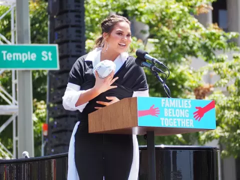 Chrissy Teigen at Grand Park in downtown L.A. on June 30 (2018)