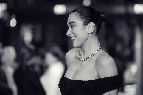 Dua Lipa at the premiere of Rosebush Pruning at the 2026 Berlin International Film Festival