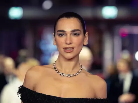 Dua Lipa at the premiere of Rosebush Pruning at the 2026 Berlin International Film Festival