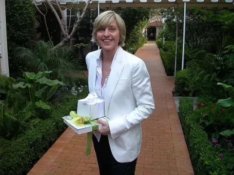 Ellen DeGeneres at Hotel Bel Air in Los Angeles attending Oprah's birthday party (2004)