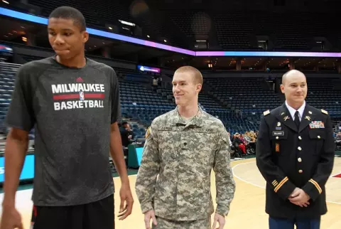 Giannis Antetokounmpo at the BMO Harris Bradley Center in Milwaukee Nov (2013)