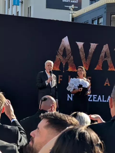 James Cameron at the Wellington Premiere for Avatar: Fire and Ash in December 2025