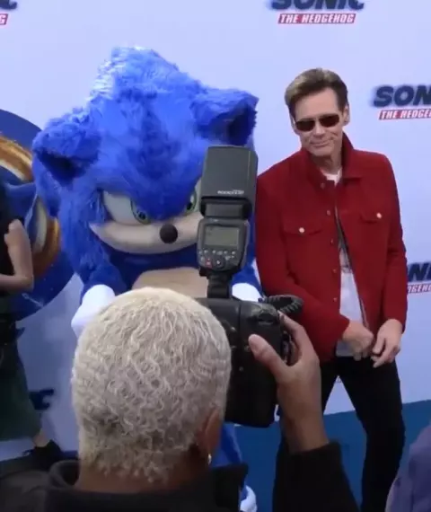 Jim Carrey at the premiere for Sonic The Hedgehog on January 25 (2020)