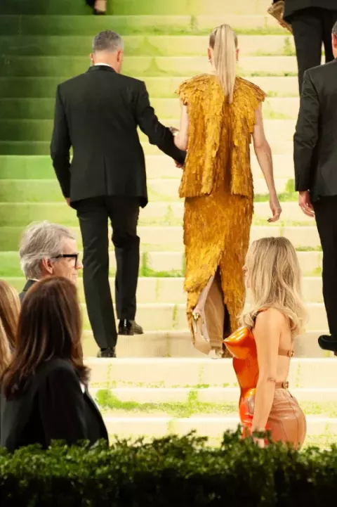 Kim Kardashian at the 2026 Met Gala, wearing fashion in theme of "Costume Art"