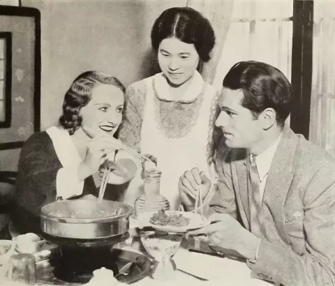 Laurence Olivier at a Japanese restaurant in Los Angeles (1932)