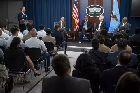 Morgan Freeman at the Pentagon, Washington, D.C., Aug (2023)