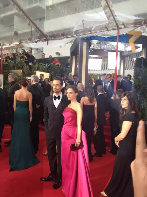 Natalie Portman at Golden Globes ceremony in 2012