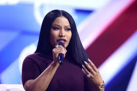 Nicki Minaj at the 2025 AmericaFest at the Phoenix Convention Center in Phoenix, Arizona
