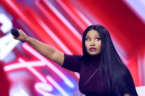 Nicki Minaj at the 2025 AmericaFest at the Phoenix Convention Center in Phoenix, Arizona
