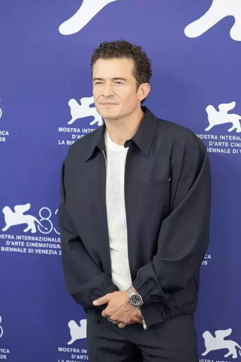 Orlando Bloom at 82nd Venice International Film Festival in Venice, Italy for the film Bucking Fastard (2026)