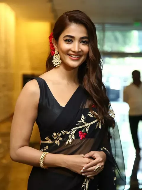 Pooja Hegde at Acharya press meet (2022)