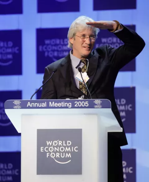 Richard Gere at the Annual Meeting 2005 of the World Economic Forum in Davos, Switzerland, January 28