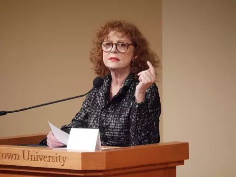 Susan Sarandon at Writing climate symposium, Lannan Center for Poetics and Social Practice (2025)