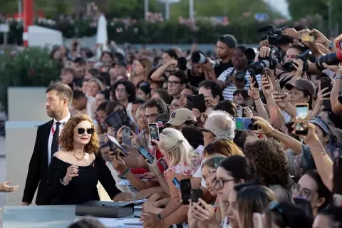 Susan Sarandon at 83rd Venice International Film Festival in Venice, Italy for the film The Echo Chamber (2026)